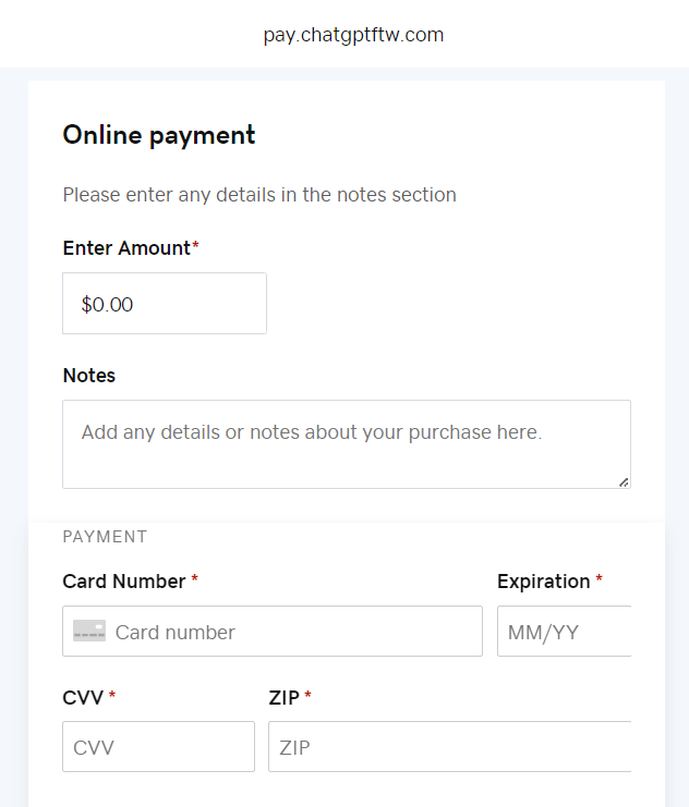 Image showing a fake ChatGPT payment form